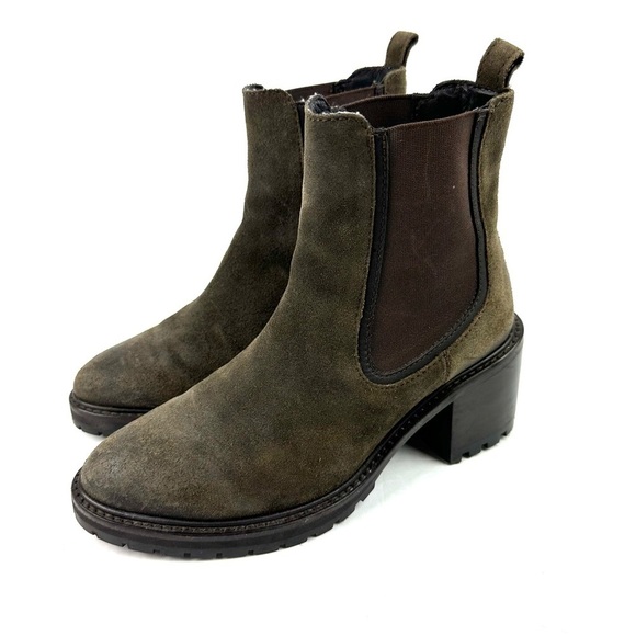 Thursday Boot Co Knockout Boots 5.5 Dark Olive Suede Womens Heeled Bootie - Picture 1 of 13